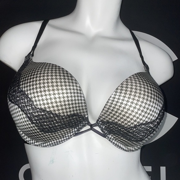Victoria’s Secret Houndstooth Bombshell Bra Add 2 Cup Sizes 36C VS L Panties 💕 - Picture 7 of 16
